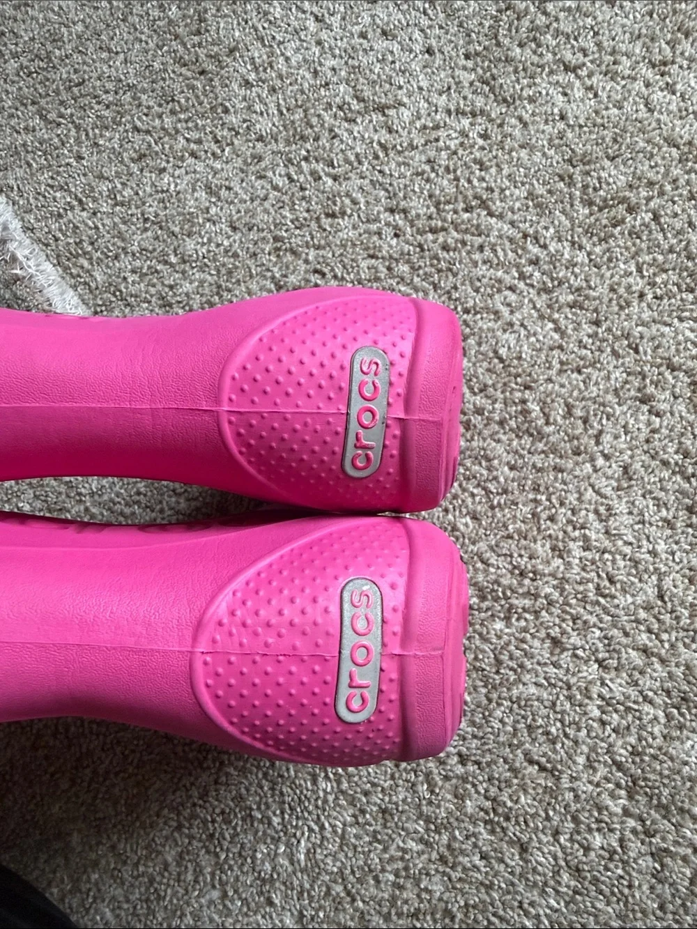 CROCS Kids' Hot Pink Pull-On Rain Boots with Handles size 10 girls